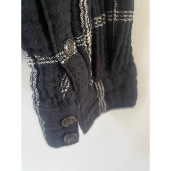 Madewell Lightspun Evert Top in Windowpane Plaid Size Small Black Double Gauze - Picture 6 of 11